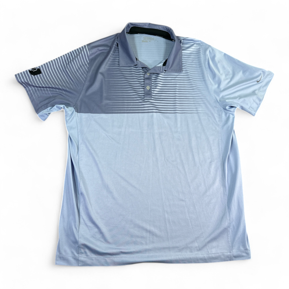 Nike Golf Polo Shirt Adult EXTRA LARGE Blue Striped Tour Performance Dri Fit